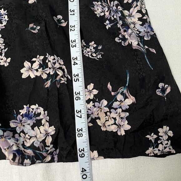 REBECCA TAYLOR Black Silk Floral Hydrangea Button Up Mock Neck Dress Size 48 - Picture 7 of 11